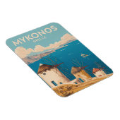 Mykonos Greece Illustration Travel Art Vintage Magneet (Rechterzijde)
