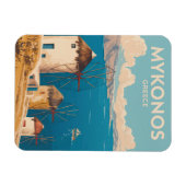 Mykonos Greece Illustration Travel Art Vintage Magneet (Horizontaal)