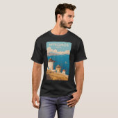 Mykonos Greece Illustration Travel Art Vintage T-shirt (Voorkant volledig)