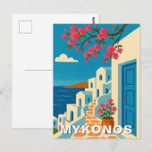 Mykonos Greece Summer Vintage Travel Briefkaart (Voorkant / Achterkant)
