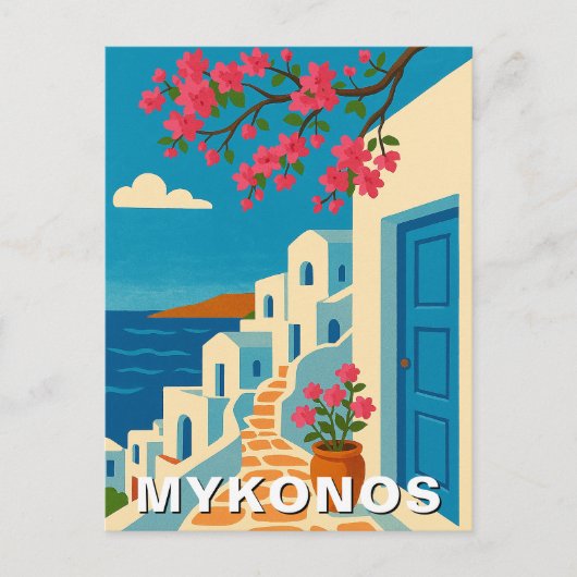 Mykonos Greece Summer Vintage Travel Briefkaart (Voorkant)