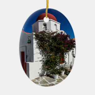 Mykonos Greece Travel - Church Cafe Europe Tourism Keramisch Ornament