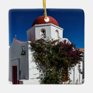 Mykonos Greece Travel - Church Cafe Europe Tourism Keramisch Ornament