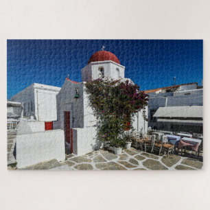 Mykonos Greece Travel - Church Cafe Europe Tourism Legpuzzel