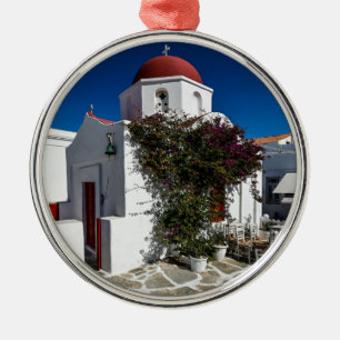 Mykonos Greece Travel - Church Cafe Europe Tourism Metalen Ornament