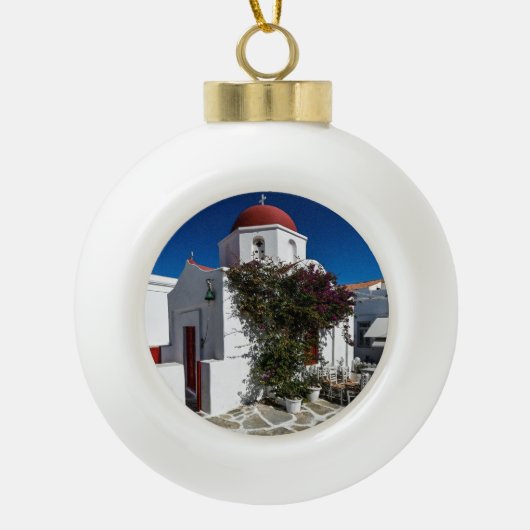Mykonos Greece Travel Keramische Bal Ornament (Voorkant)