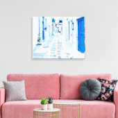 Mykonos Greece Waterverf Digital Painting Canvas Afdruk (Insitu (Woonkamer))