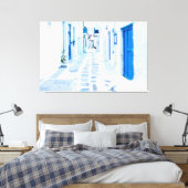 Mykonos Greece Waterverf Digital Painting Canvas Afdruk (Insitu (Slaapkamer))