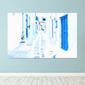 Mykonos Greece Waterverf Digital Painting Canvas Afdruk (Insitu (Houten vloer))