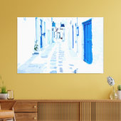Mykonos Greece Waterverf Digital Painting Canvas Afdruk (Insitu (Woonkamer))