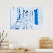 Mykonos Greece Waterverf Digital Painting Poster (Keuken)