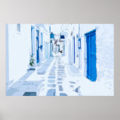 Mykonos Greece Waterverf Digital Painting Poster (Voorkant)