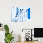 MyKonos Greece Waterverf Digital Painting Poster (Thuiskantoor)