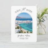 Mykonos Greece Wedding Save the Date Kaart (Staand voorkant)