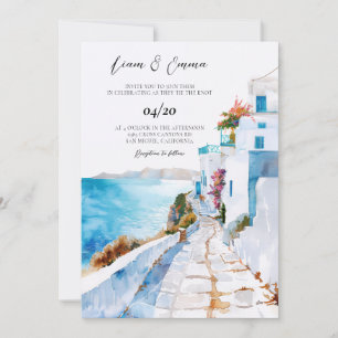 Mykonos Griekenland Aquarel Bruiloft Kaart