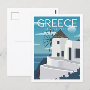 Mykonos Griekenland Beroemde Reisplaats Illustrati Briefkaart