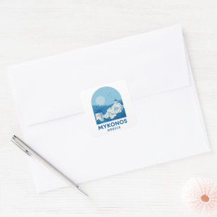 Mykonos Griekenland Blauw Minimalistische Reis Kun Vierkante Sticker