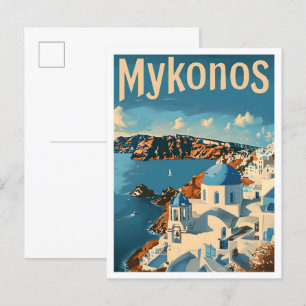 Mykonos Griekenland Classic Art Retro Vintage Reiz Briefkaart