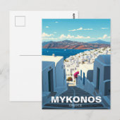 Mykonos Griekenland Cycladen Reisstraat Briefkaart (Voorkant / Achterkant)