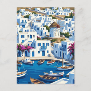 Mykonos Griekenland Cyclades Reisstraat Briefkaart