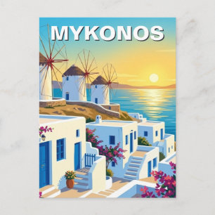 Mykonos Griekenland Cyclades Reisstraat Briefkaart