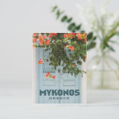 Mykonos Griekenland Deeg met Bloemen Briefkaart (Staand voorkant)