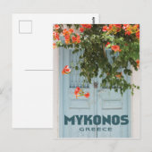 Mykonos Griekenland Deeg met Bloemen Briefkaart (Voorkant / Achterkant)