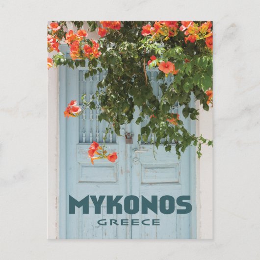 Mykonos Griekenland Deeg met Bloemen Briefkaart (Voorkant)