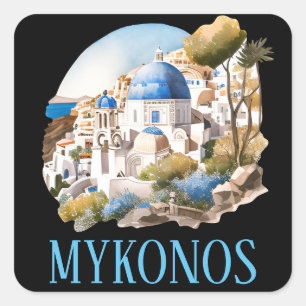 Mykonos Griekenland Grieks eiland Vintage reizen Vierkante Sticker