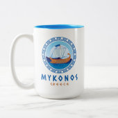 Mykonos, Griekenland Grieks scheepsontwerp Tweekleurige Koffiemok (Links)