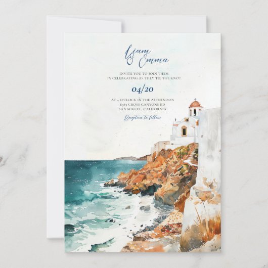 Mykonos Griekenland Grieks uitnodigen bruiloft bes Kaart (Voorkant)