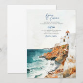 Mykonos Griekenland Grieks uitnodigen bruiloft bes Kaart (Voorkant / Achterkant)