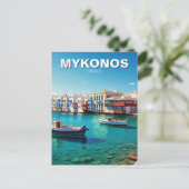 Mykonos Griekenland Griekse eilanden boten Briefkaart (Staand voorkant)