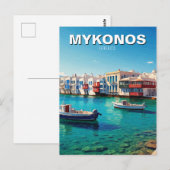 Mykonos Griekenland Griekse eilanden boten Briefkaart (Voorkant / Achterkant)