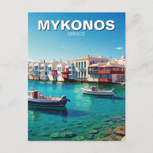 Mykonos Griekenland Griekse eilanden boten Briefkaart (Voorkant)