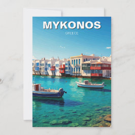Mykonos Griekenland Griekse eilanden boten Feestdagenkaart
