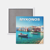 Mykonos Griekenland Griekse eilanden boten Magneet (Voorkant / Achterkant)