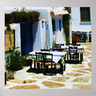Mykonos, Griekenland, Griekse eilanden, Cafe Poster
