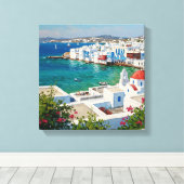 Mykonos Griekenland Griekse eilanden Klein Venetië Canvas Afdruk (Insitu (Houten vloer))
