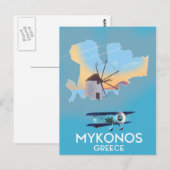 Mykonos Griekenland Kaart reisposter (Voorkant / Achterkant)