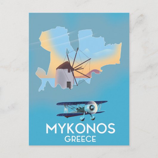 Mykonos Griekenland Kaart reisposter (Voorkant)