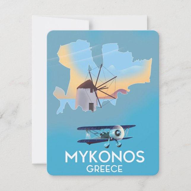 Mykonos Griekenland Kaart reisposter (Voorkant)