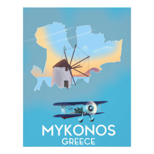 Mykonos Griekenland Kaart reisposter Foto Afdruk