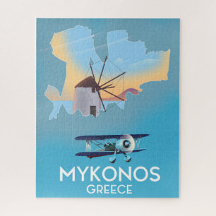 Mykonos Griekenland Kaart reisposter Legpuzzel