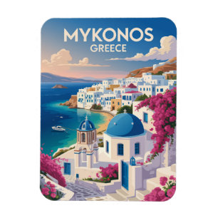 Mykonos Griekenland Kust Reis Kunst Vintage Magneet