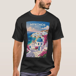 Mykonos Griekenland Kust Reis Kunst Vintage T-shirt