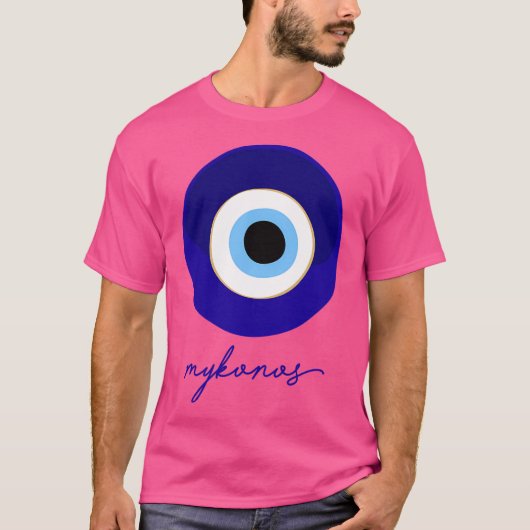 Mykonos - Griekenland Mati Edition Blauw Wit. T-shirt (Voorkant)