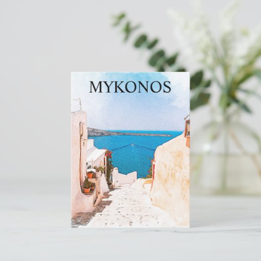 Mykonos Griekenland Ocean Uitzicht Reizen Briefkaart (Staand voorkant)