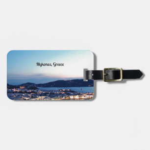 Mykonos, Griekenland panoramische foto Bagagelabel