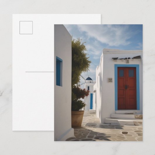 Mykonos Griekenland Reis Ansichtkaart Uitnodiging Briefkaart (Voorkant / Achterkant)
